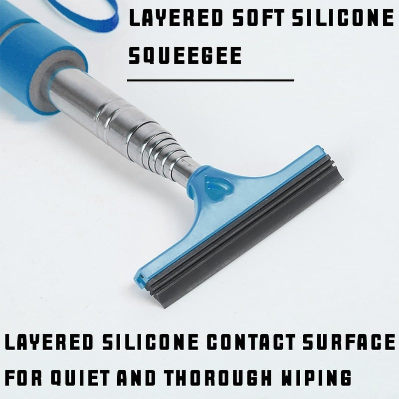 Bittwee 2PCS Car Side Mirror Squeegee, Retractable Auto Rearview Mirror Wiper, All-Purpose Window Squeegee for Cleaning Shower Glass Door, Vehicle Accessories Universal for SUV Truck RV（Blue） - Image 3
